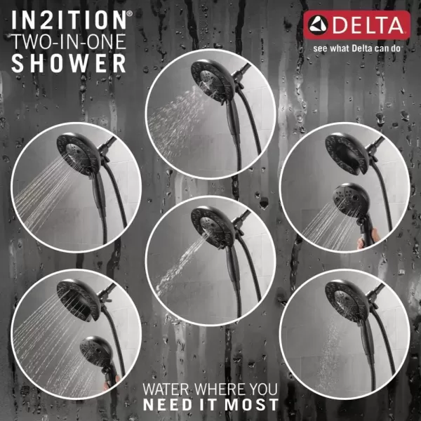 imageDelta Faucet 5Spray In2ition Dual Shower Head with Handheld Spray H2Okinetic Matte Black Shower Head with Hose Showerheads Handheld Shower Heads Magnetic Docking Matte Black 58480BLPKMatte Black