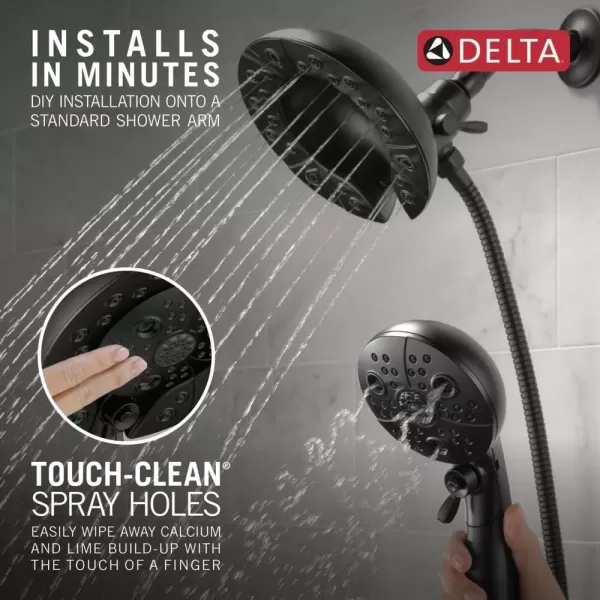 imageDelta Faucet 5Spray In2ition Dual Shower Head with Handheld Spray H2Okinetic Matte Black Shower Head with Hose Showerheads Handheld Shower Heads Magnetic Docking Matte Black 58480BLPKMatte Black