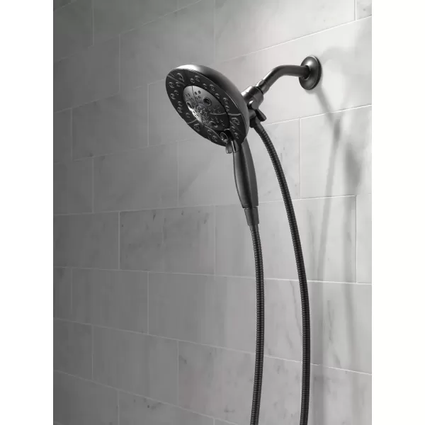 imageDelta Faucet 5Spray In2ition Dual Shower Head with Handheld Spray H2Okinetic Matte Black Shower Head with Hose Showerheads Handheld Shower Heads Magnetic Docking Matte Black 58480BLPKMatte Black