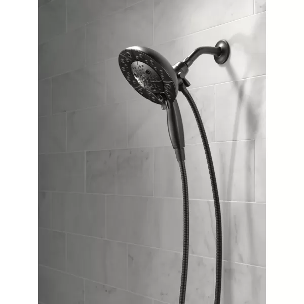imageDelta Faucet 5Spray In2ition Dual Shower Head with Handheld Spray H2Okinetic Matte Black Shower Head with Hose Showerheads Handheld Shower Heads Magnetic Docking Matte Black 58480BLPKMatte Black