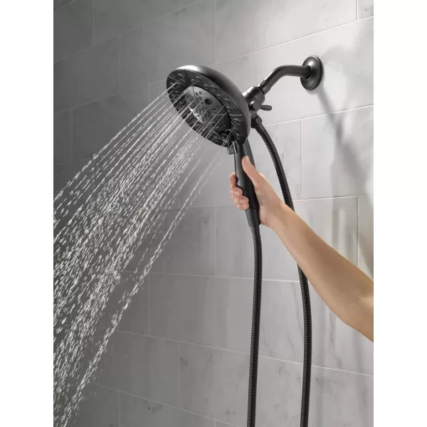 imageDelta Faucet 5Spray In2ition Dual Shower Head with Handheld Spray H2Okinetic Matte Black Shower Head with Hose Showerheads Handheld Shower Heads Magnetic Docking Matte Black 58480BLPKMatte Black
