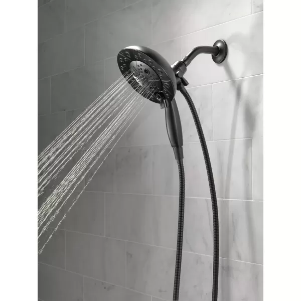 imageDelta Faucet 5Spray In2ition Dual Shower Head with Handheld Spray H2Okinetic Matte Black Shower Head with Hose Showerheads Handheld Shower Heads Magnetic Docking Matte Black 58480BLPKMatte Black