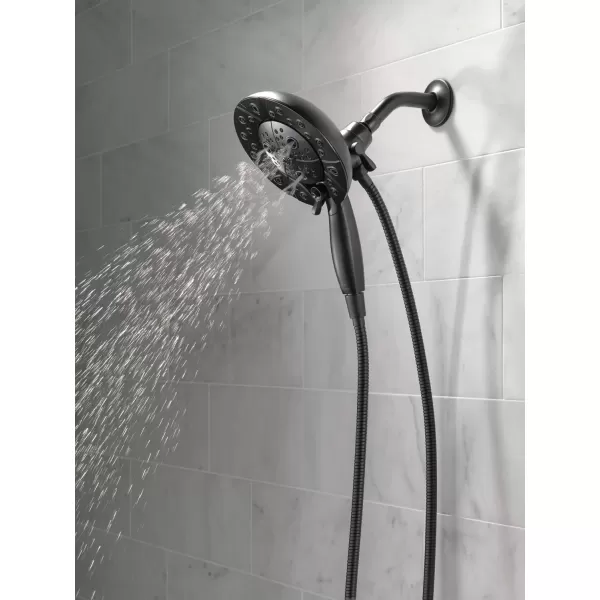 imageDelta Faucet 5Spray In2ition Dual Shower Head with Handheld Spray H2Okinetic Matte Black Shower Head with Hose Showerheads Handheld Shower Heads Magnetic Docking Matte Black 58480BLPKMatte Black