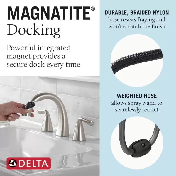 imageDelta Faucet Arvo PullDown Widespread Bathroom Faucet Brushed Nickel Bathroom Sink Faucet Bathroom Faucet with Pull Out Sprayer 3Hole Bathroom Faucet SpotShield Nickel 35840LFSPPDSpotshield Brushed Nickel