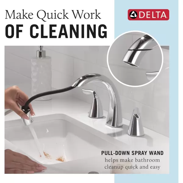 imageDelta Faucet Arvo PullDown Widespread Bathroom Faucet Brushed Nickel Bathroom Sink Faucet Bathroom Faucet with Pull Out Sprayer 3Hole Bathroom Faucet SpotShield Nickel 35840LFSPPDChrome