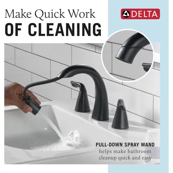 imageDelta Faucet Arvo PullDown Widespread Bathroom Faucet Brushed Nickel Bathroom Sink Faucet Bathroom Faucet with Pull Out Sprayer 3Hole Bathroom Faucet SpotShield Nickel 35840LFSPPDMatte Black