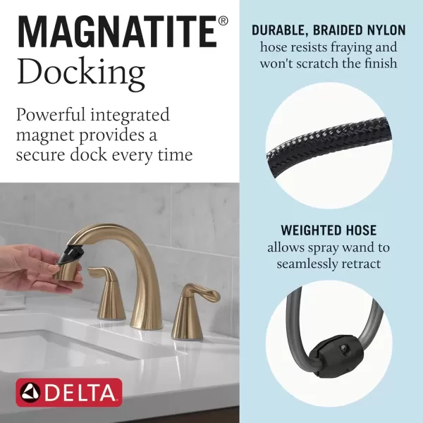 imageDelta Faucet Arvo PullDown Widespread Bathroom Faucet Brushed Nickel Bathroom Sink Faucet Bathroom Faucet with Pull Out Sprayer 3Hole Bathroom Faucet SpotShield Nickel 35840LFSPPDChampagne Bronze