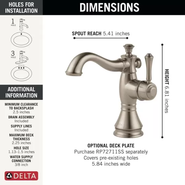 imageDelta Faucet Cassidy Pull Down Bathroom Faucet Bathroom Pull Out Faucet Chrome Single Hole Bathroom Faucet with Pull Down Sprayer Bathroom Sink Faucet with Magnetic Docking Chrome 597PDDSTStainless