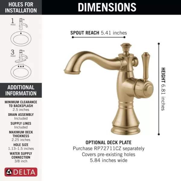 imageDelta Faucet Cassidy Pull Down Bathroom Faucet Bathroom Pull Out Faucet Chrome Single Hole Bathroom Faucet with Pull Down Sprayer Bathroom Sink Faucet with Magnetic Docking Chrome 597PDDSTChampagne Bronze