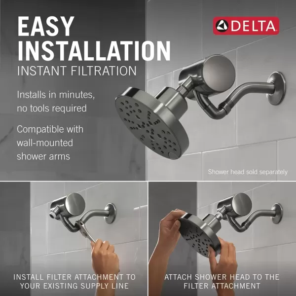 imageDelta Faucet Clarifi Premium Shower Filter Attachment with Filter Shower Water Filter Shower Head Filter Matte Black 5SF100BLBlack Stainless