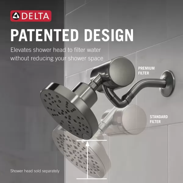 imageDelta Faucet Clarifi Premium Shower Filter Attachment with Filter Shower Water Filter Shower Head Filter Matte Black 5SF100BLBlack Stainless