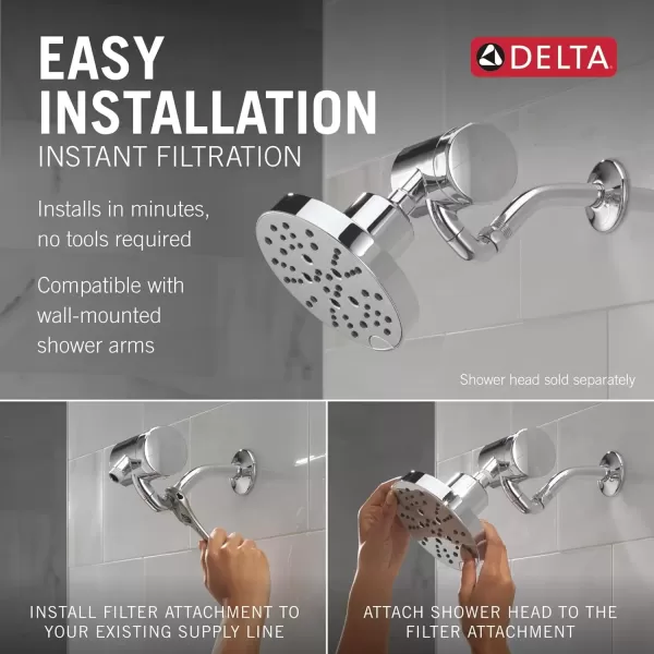 imageDelta Faucet Clarifi Premium Shower Filter Attachment with Filter Shower Water Filter Shower Head Filter Matte Black 5SF100BLChrome
