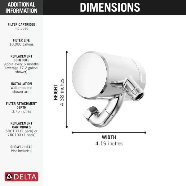 imageDelta Faucet Clarifi Premium Shower Filter Attachment with Filter Shower Water Filter Shower Head Filter Matte Black 5SF100BLChrome
