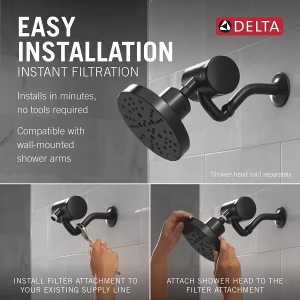 imageDelta Faucet Clarifi Premium Shower Filter Attachment with Filter Shower Water Filter Shower Head Filter Matte Black 5SF100BLMatte Black