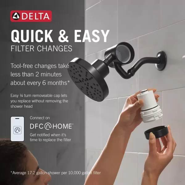 imageDelta Faucet Clarifi Premium Shower Filter Attachment with Filter Shower Water Filter Shower Head Filter Matte Black 5SF100BLMatte Black