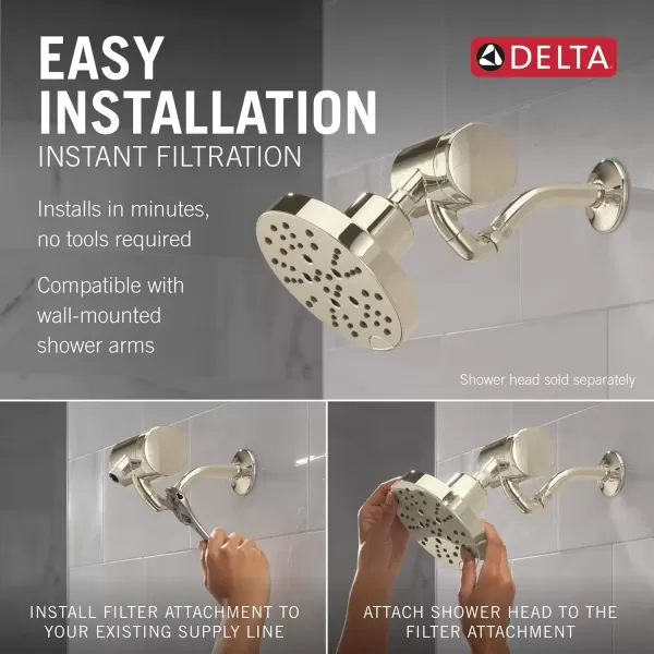 imageDelta Faucet Clarifi Premium Shower Filter Attachment with Filter Shower Water Filter Shower Head Filter Matte Black 5SF100BLPolished Nickel