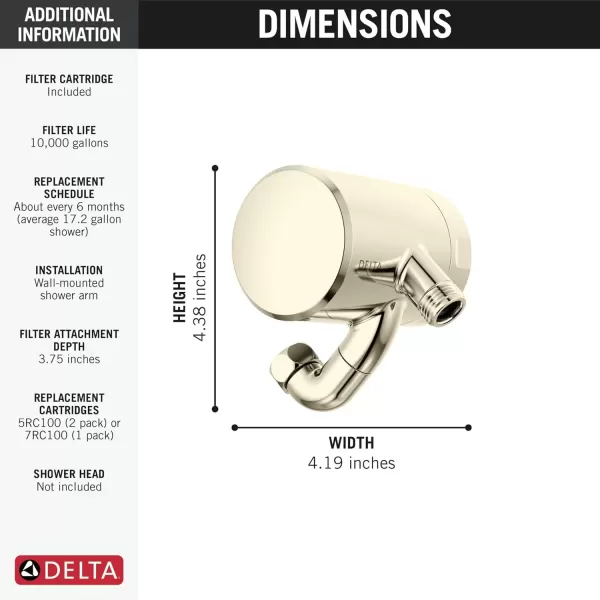 imageDelta Faucet Clarifi Premium Shower Filter Attachment with Filter Shower Water Filter Shower Head Filter Matte Black 5SF100BLPolished Nickel