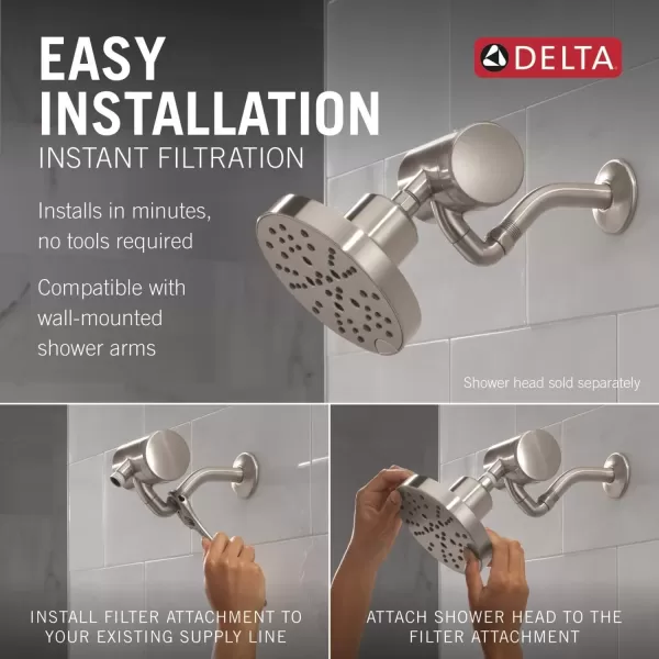 imageDelta Faucet Clarifi Premium Shower Filter Attachment with Filter Shower Water Filter Shower Head Filter Matte Black 5SF100BLStainless