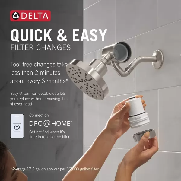 imageDelta Faucet Clarifi Premium Shower Filter Attachment with Filter Shower Water Filter Shower Head Filter Matte Black 5SF100BLStainless