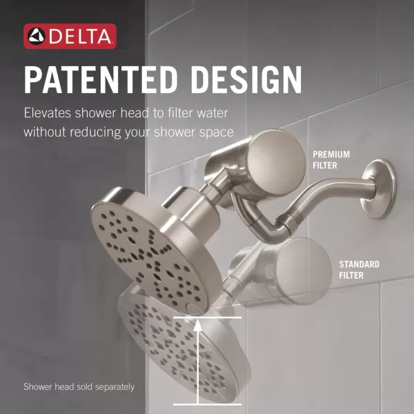 imageDelta Faucet Clarifi Premium Shower Filter Attachment with Filter Shower Water Filter Shower Head Filter Matte Black 5SF100BLStainless