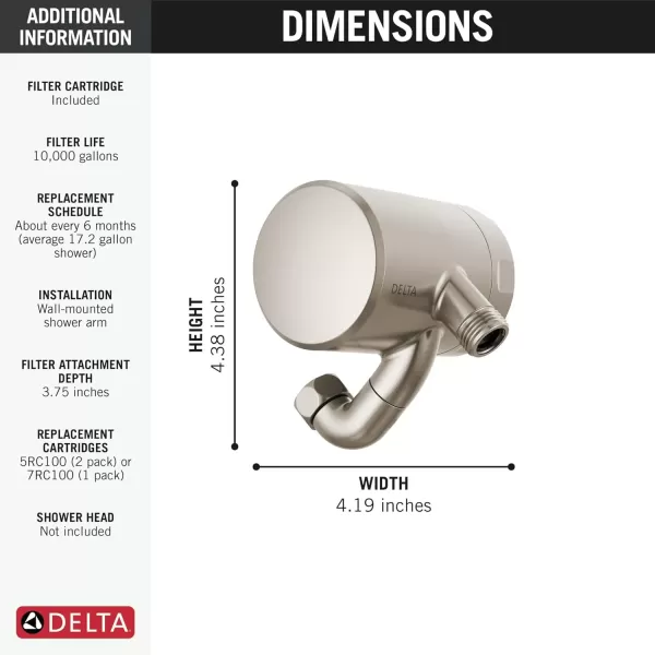 imageDelta Faucet Clarifi Premium Shower Filter Attachment with Filter Shower Water Filter Shower Head Filter Matte Black 5SF100BLStainless