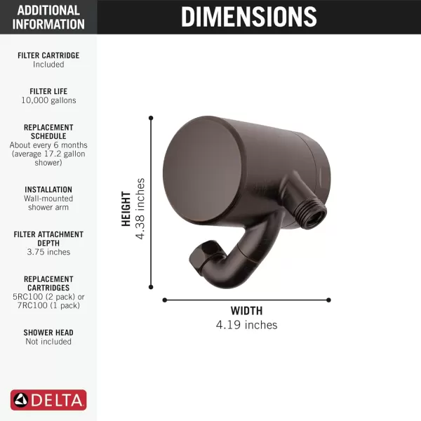 imageDelta Faucet Clarifi Premium Shower Filter Attachment with Filter Shower Water Filter Shower Head Filter Matte Black 5SF100BLVenetian Bronze