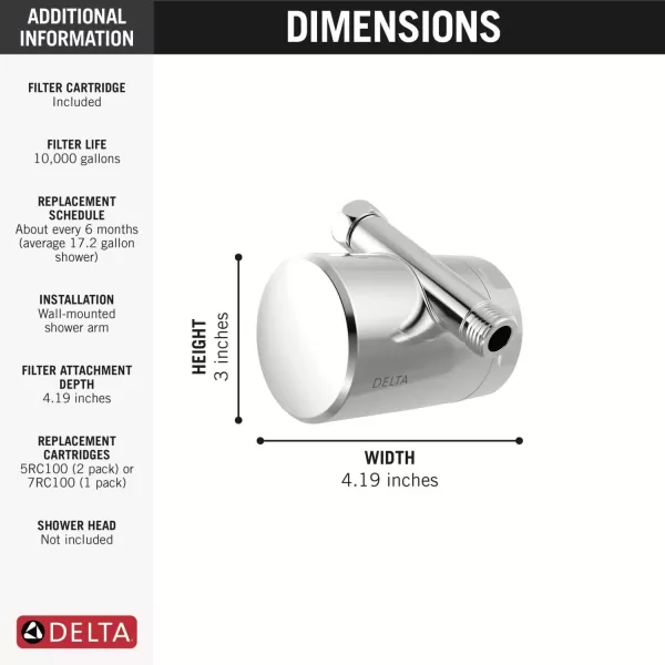 imageDelta Faucet Clarifi Standard Shower Filter Attachment with Filter Shower Water Filter Shower Head Filter Champagne Bronze 7SF100CZChrome