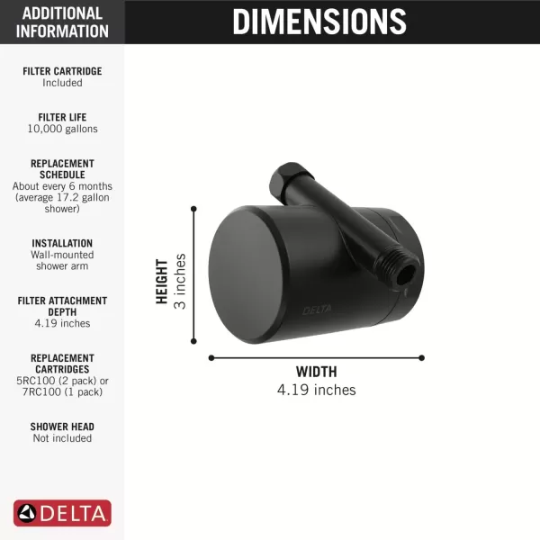imageDelta Faucet Clarifi Standard Shower Filter Attachment with Filter Shower Water Filter Shower Head Filter Champagne Bronze 7SF100CZMatte Black