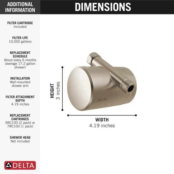 imageDelta Faucet Clarifi Standard Shower Filter Attachment with Filter Shower Water Filter Shower Head Filter Champagne Bronze 7SF100CZSpotShield Nickel