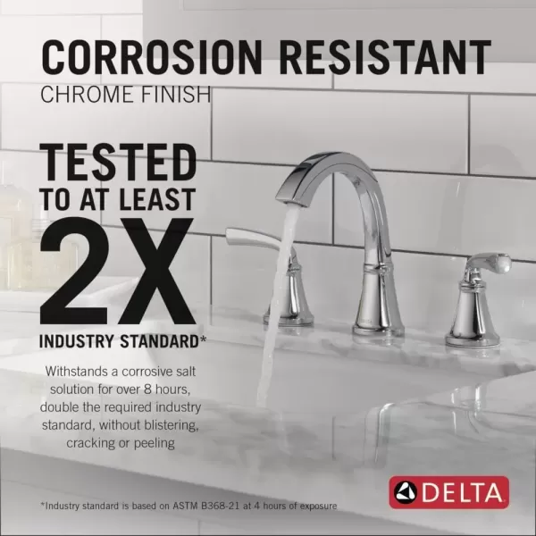 imageDelta Faucet Geist Widespread Bathroom Faucet 3 Hole Matte Black Bathroom Faucet Bathroom Sink Faucet Bathroom Faucets for Sink 3 Hole Drain Assembly Included Matte Black 35864LFBLChrome