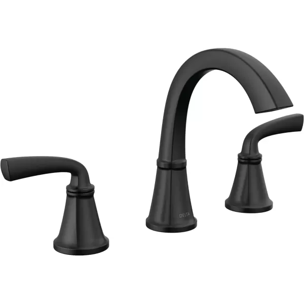 imageDelta Faucet Geist Widespread Bathroom Faucet 3 Hole Matte Black Bathroom Faucet Bathroom Sink Faucet Bathroom Faucets for Sink 3 Hole Drain Assembly Included Matte Black 35864LFBLMatte Black