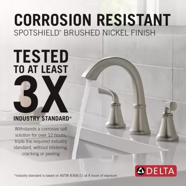 imageDelta Faucet Geist Widespread Bathroom Faucet 3 Hole Matte Black Bathroom Faucet Bathroom Sink Faucet Bathroom Faucets for Sink 3 Hole Drain Assembly Included Matte Black 35864LFBLSpotShield