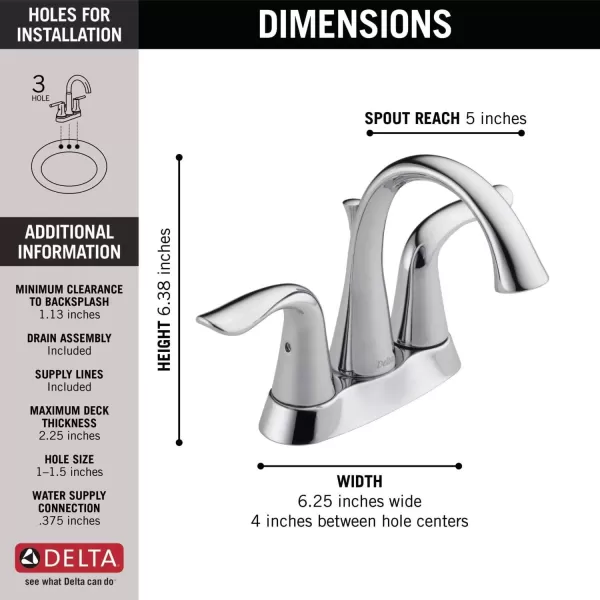 imageDelta Faucet Lahara Gold Bathroom Faucet Centerset Bathroom Faucet Diamond Seal Technology Metal Drain Assembly Champagne Bronze 2538CZMPUDSTChrome