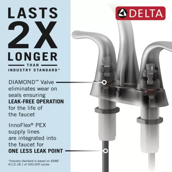 imageDelta Faucet Lahara Gold Bathroom Faucet Centerset Bathroom Faucet Diamond Seal Technology Metal Drain Assembly Champagne Bronze 2538CZMPUDSTChrome