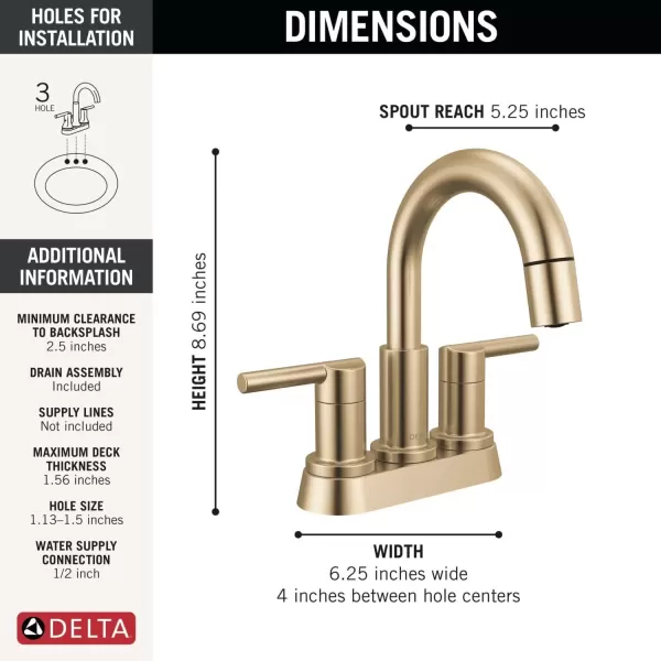 imageDelta Faucet Nicoli PullDown Centerset Bathroom Faucet Black and Gold Bathroom Sink Faucet Bathroom Faucet with Pull Out Sprayer 3Hole Bathroom Faucet Matte BlackChampagne Bronze 25749LFGZPDChampagne Bronze