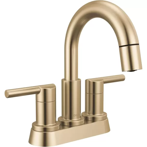 imageDelta Faucet Nicoli PullDown Centerset Bathroom Faucet Black and Gold Bathroom Sink Faucet Bathroom Faucet with Pull Out Sprayer 3Hole Bathroom Faucet Matte BlackChampagne Bronze 25749LFGZPDChampagne Bronze