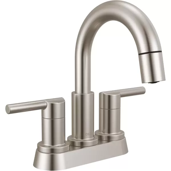 imageDelta Faucet Nicoli PullDown Centerset Bathroom Faucet Black and Gold Bathroom Sink Faucet Bathroom Faucet with Pull Out Sprayer 3Hole Bathroom Faucet Matte BlackChampagne Bronze 25749LFGZPDStainless