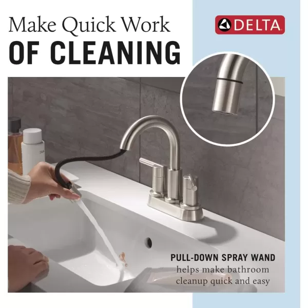 imageDelta Faucet Nicoli PullDown Centerset Bathroom Faucet Black and Gold Bathroom Sink Faucet Bathroom Faucet with Pull Out Sprayer 3Hole Bathroom Faucet Matte BlackChampagne Bronze 25749LFGZPDStainless