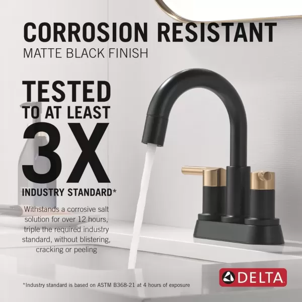 imageDelta Faucet Nicoli PullDown Centerset Bathroom Faucet Black and Gold Bathroom Sink Faucet Bathroom Faucet with Pull Out Sprayer 3Hole Bathroom Faucet Matte BlackChampagne Bronze 25749LFGZPDMatte BlackChampagne Bronze