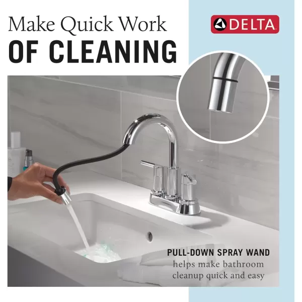 imageDelta Faucet Nicoli PullDown Centerset Bathroom Faucet Black and Gold Bathroom Sink Faucet Bathroom Faucet with Pull Out Sprayer 3Hole Bathroom Faucet Matte BlackChampagne Bronze 25749LFGZPDChrome