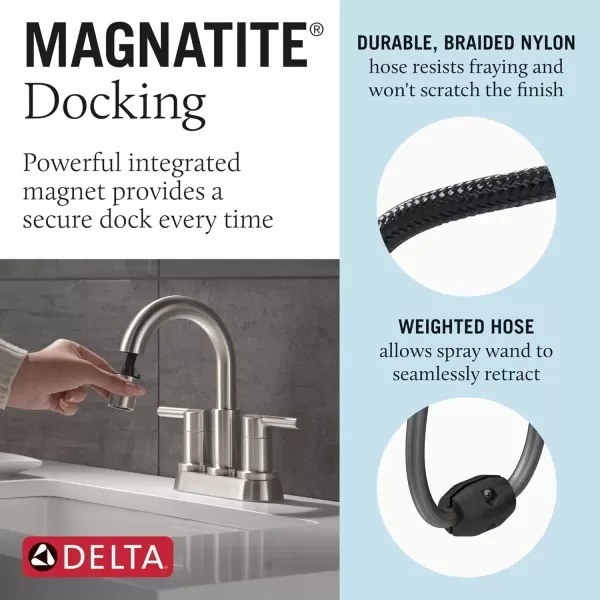 imageDelta Faucet Nicoli PullDown Centerset Bathroom Faucet Black and Gold Bathroom Sink Faucet Bathroom Faucet with Pull Out Sprayer 3Hole Bathroom Faucet Matte BlackChampagne Bronze 25749LFGZPDStainless