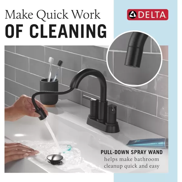 imageDelta Faucet Nicoli PullDown Centerset Bathroom Faucet Black and Gold Bathroom Sink Faucet Bathroom Faucet with Pull Out Sprayer 3Hole Bathroom Faucet Matte BlackChampagne Bronze 25749LFGZPDMatte Black