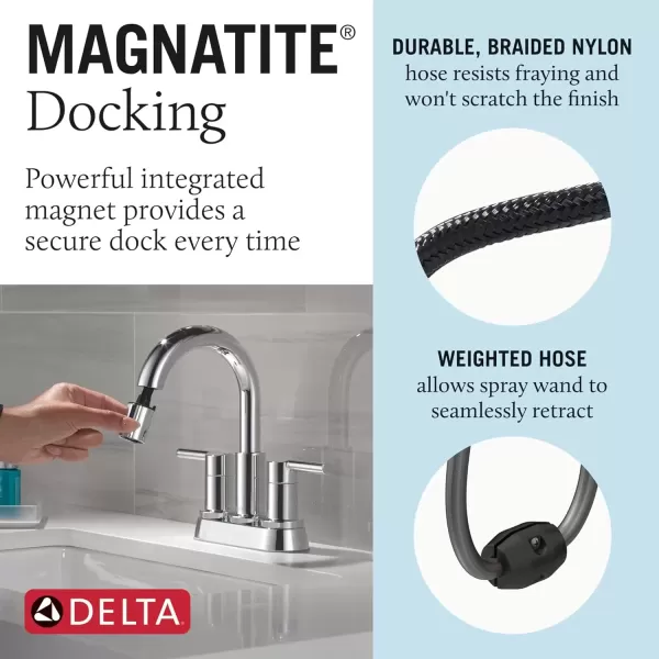imageDelta Faucet Nicoli PullDown Centerset Bathroom Faucet Black and Gold Bathroom Sink Faucet Bathroom Faucet with Pull Out Sprayer 3Hole Bathroom Faucet Matte BlackChampagne Bronze 25749LFGZPDChrome