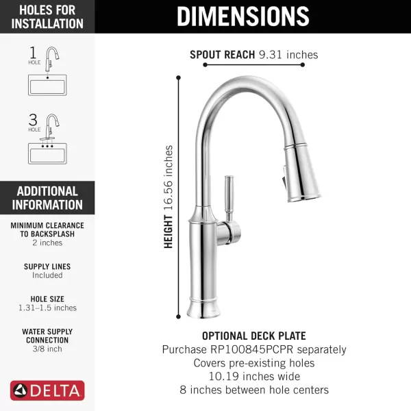 imageDelta Faucet Renaldi Touchless Kitchen Faucet with Touch Technology Brushed Nickel Kitchen Sink Faucet Delta ProClean Faucet Pull Down Kitchen Faucet Lumicoat Arctic Stainless 9184TLARPRDSTChrome