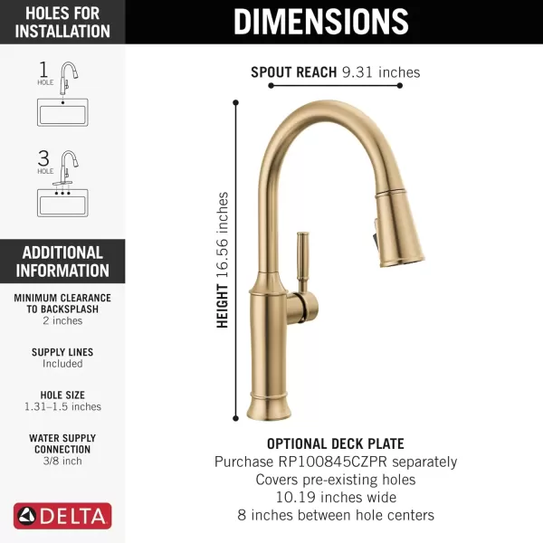 imageDelta Faucet Renaldi Touchless Kitchen Faucet with Touch Technology Brushed Nickel Kitchen Sink Faucet Delta ProClean Faucet Pull Down Kitchen Faucet Lumicoat Arctic Stainless 9184TLARPRDSTLumicoat Champagne Bronze