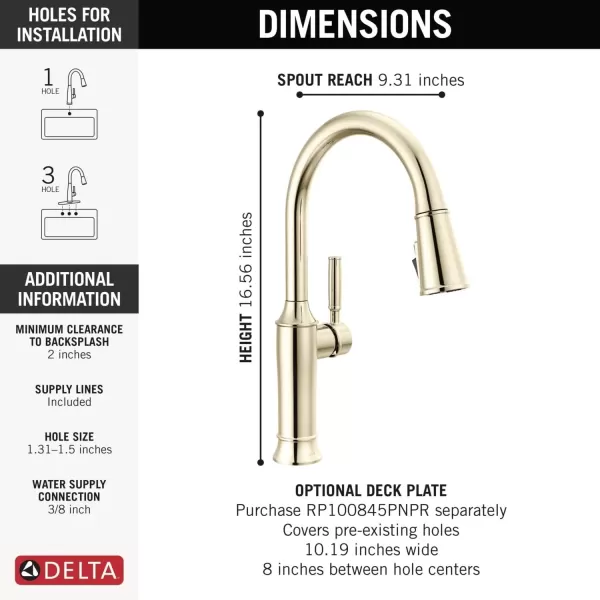 imageDelta Faucet Renaldi Touchless Kitchen Faucet with Touch Technology Gold Kitchen Sink Faucet Delta ProClean Kitchen Faucet Pull Down Kitchen Faucet Lumicoat Champagne Bronze 9184TLCZPRDSTLumicoat Polished Nickel