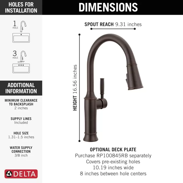 imageDelta Faucet Renaldi Touchless Kitchen Faucet with Touch Technology Gold Kitchen Sink Faucet Delta ProClean Kitchen Faucet Pull Down Kitchen Faucet Lumicoat Champagne Bronze 9184TLCZPRDSTVenetian Bronze