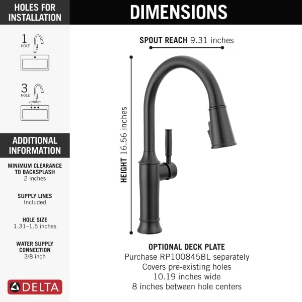 imageDelta Faucet Renaldi Touchless Kitchen Faucet with Touch Technology Gold Kitchen Sink Faucet Delta ProClean Kitchen Faucet Pull Down Kitchen Faucet Lumicoat Champagne Bronze 9184TLCZPRDSTMatte Black