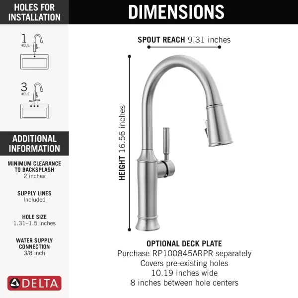 imageDelta Faucet Renaldi Touchless Kitchen Faucet with Touch Technology Gold Kitchen Sink Faucet Delta ProClean Kitchen Faucet Pull Down Kitchen Faucet Lumicoat Champagne Bronze 9184TLCZPRDSTArtic Stainless