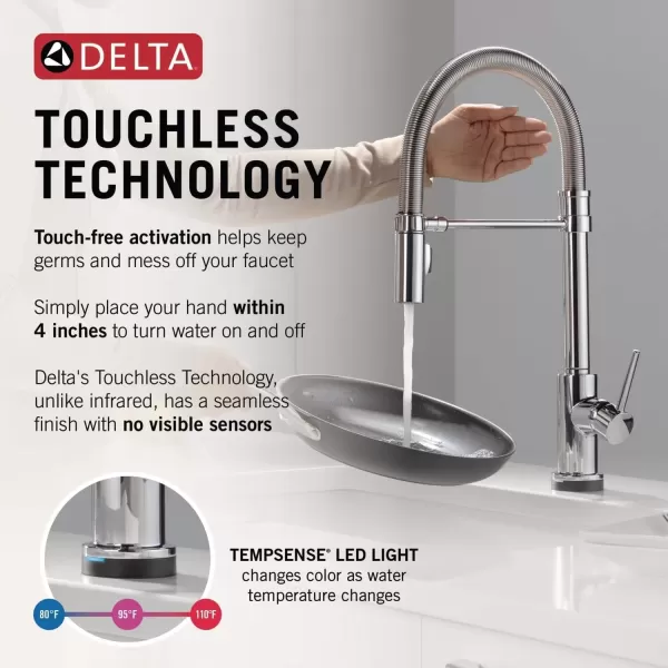 imageDelta Faucet Trinsic Touch Kitchen Faucet with Touchless Technology Chrome Commercial Style Kitchen Faucet Kitchen Faucets with Pull Down Sprayer Chrome 9659TLDST